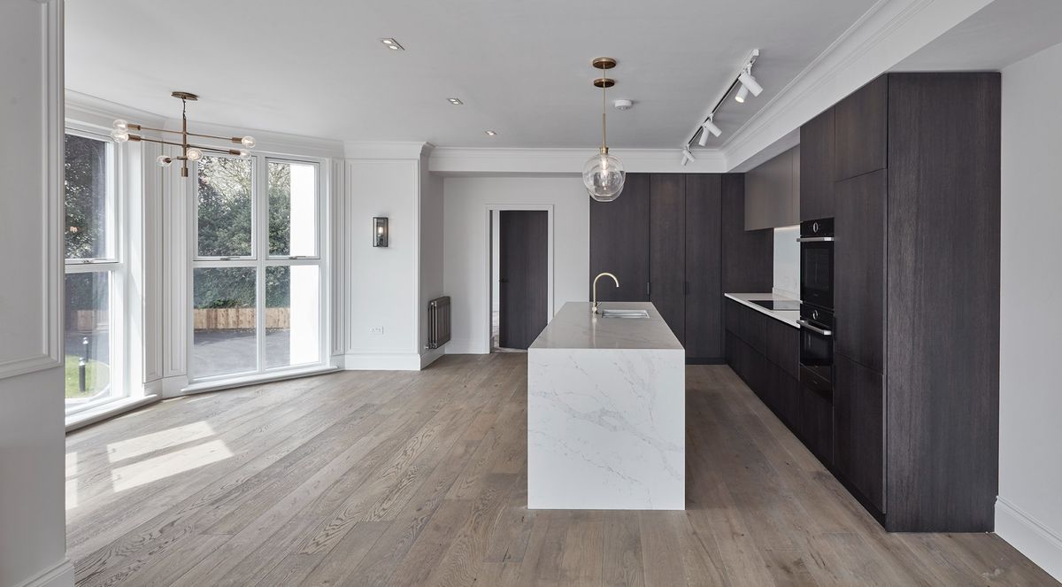 Luxury apartment interior at Dudlow Lane with bespoke kitchen